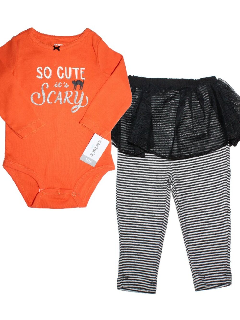 Carter’s Baby Girl’s 2pc Graphic Halloween Bodysuit & Tutu Tulle Pants Set 12m